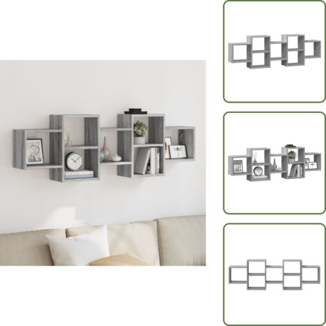 The Living Store Mensola a Muro Grigio Sonoma 129x18x42 cm in Truciolato - Scaffale a parete