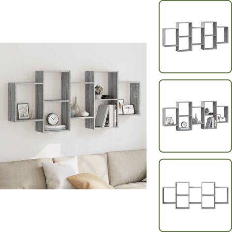 The Living Store Mensola a Muro Grigio Sonoma 159x18x65 cm in Truciolato - Scaffale a parete