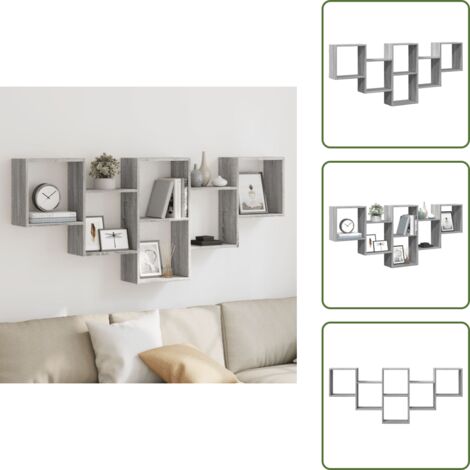 The Living Store Mensola a Muro Grigio Sonoma 159x18x66 cm in Truciolato - Scaffale a parete