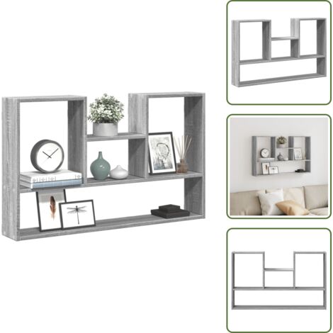 The Living Store Mensola a Muro Grigio Sonoma 99x15x60 cm in Truciolato - Scaffale a parete