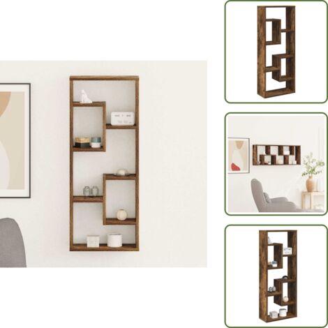 The Living Store Mensola a Muro Rovere Fumo 36x16x90 cm in Legno Multistrato - Scaffale a parete