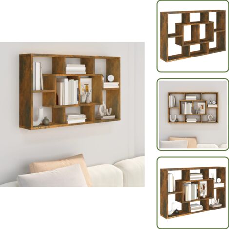 The Living Store Mensola a Muro Rovere Fumo 85x16x52,5 cm in Legno Multistrato - Scaffale da parete