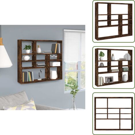 The Living Store Mensola a Muro Rovere Fumo 90x16x78 cm in Legno Multistrato - Scaffale a parete
