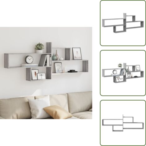 The Living Store Mensola a Parete Grigio Sonoma 167,5x18x68 cm in Truciolato - Scaffale a parete