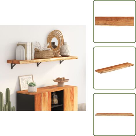 The Living Store Mensola Muro 120x30x2,5cm Rettangolare Legno Acacia Bordi Vivi - Mensola in acacia
