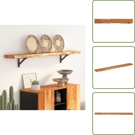 The Living Store Mensola Muro 140x20x2,5cm Rettangolare Legno Acacia Bordi Vivi - Mensola in acacia