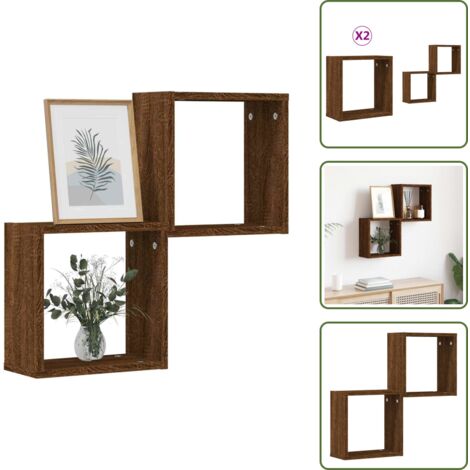 The Living Store Mensole a Cubo 2 pz Rovere Marrone 30x15x30 cm - Scaffale a parete