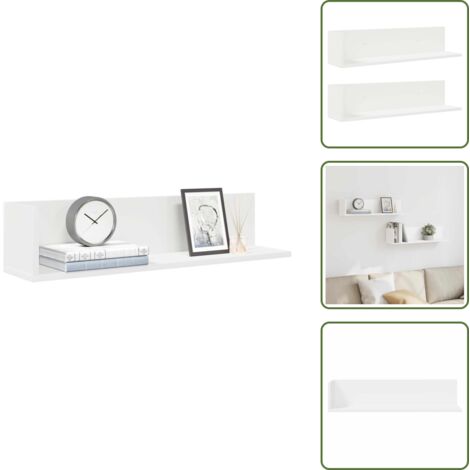 The Living Store Mensole a Muro 2 pz Bianche 75x16,5x16,5 cm in Truciolato - Mensole in truciolato