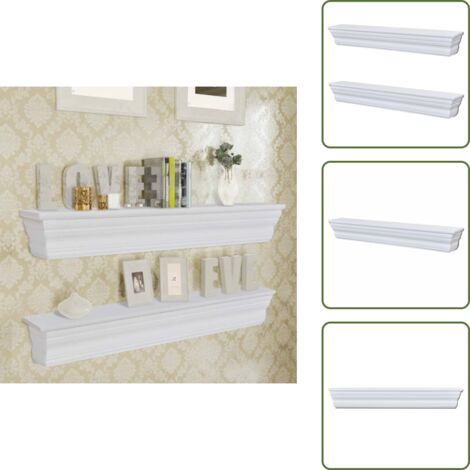The Living Store Mensole a Muro Aaliyah 2 pz Bianche - Mensole a muro