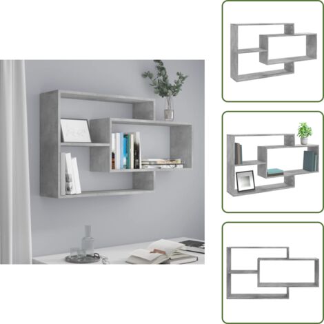 The Living Store Mensole a Muro Grigio Cemento 104x20x58,5 cm Legno Multistrato - Mensole in legno