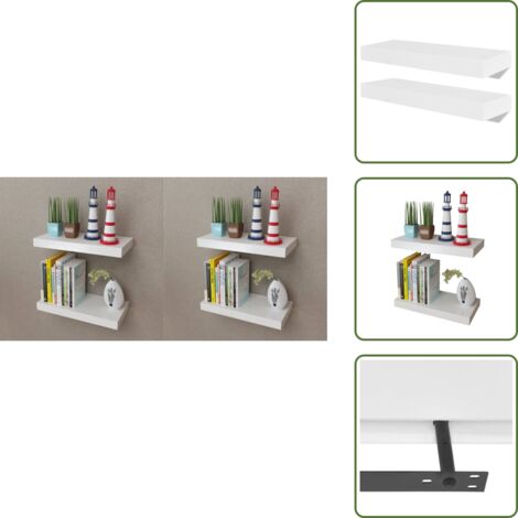 The Living Store Mensole a Parete 4 pz Bianche 40 cm - Mensole da parete
