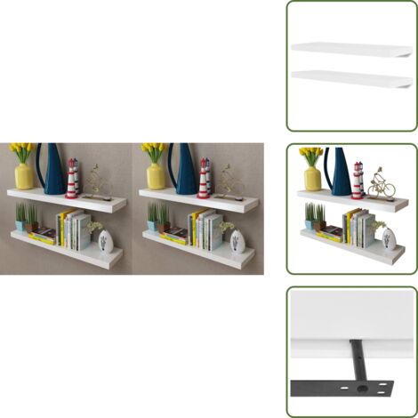 The Living Store Mensole a Parete 4 pz Bianche 80 cm - Mensole da parete