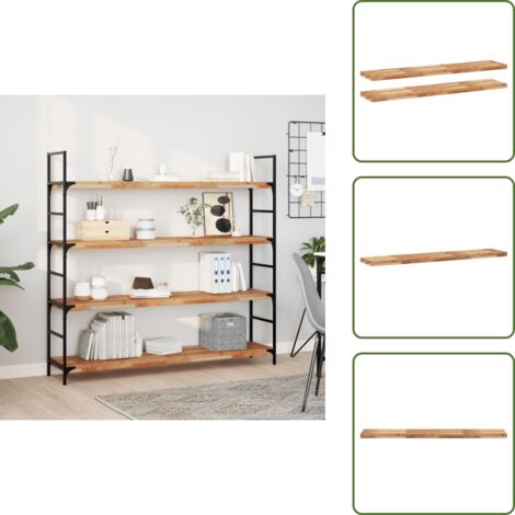 The Living Store Mensole da Parete 2 pz 160x30x4 cm Legno Acacia Rifinito a Olio - Scaffale in legno