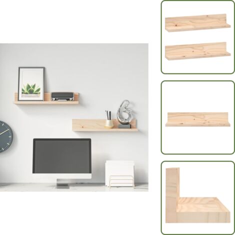 The Living Store Mensole da Parete 2 pz 50x11x9cm in Legno Massello di Pino - Mensole in pino