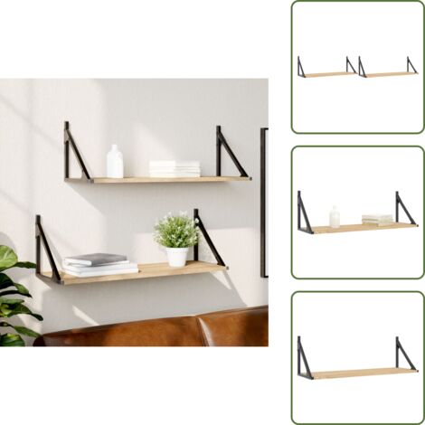 The Living Store Mensole da parete 2 pz Rovere Sonoma 80x25x25,5 cm Legno ingegnerizzato - Mensole in legno
