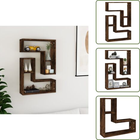 The Living Store Mensole da Parete 2pz Rovere Fumo 50x15x50 cm Legno Multistrato - Mensole in legno multistrato