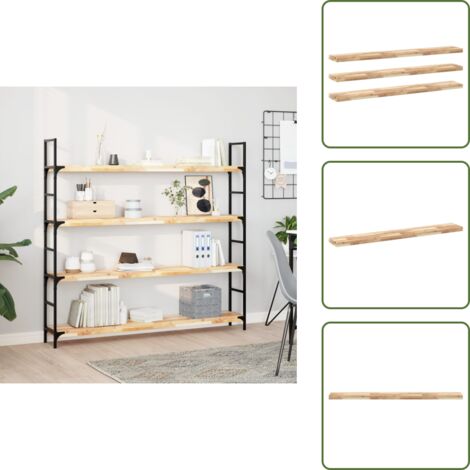 The Living Store Mensole da Parete 3 pz 120x20x4 cm Legno Acacia Non Trattato - Scaffale galleggiante