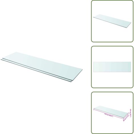 The Living Store Mensole in Vetro Trasparente 2 pz 110x30 cm - Mensola trasparente