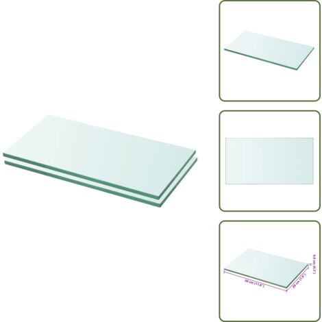 The Living Store Mensole in Vetro Trasparente 2 pz 20x30 cm - Mensola trasparente