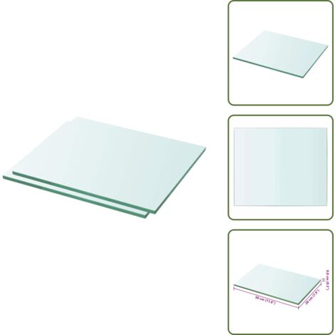 The Living Store Mensole in Vetro Trasparente 2 pz 30x20 cm - Mensola trasparente