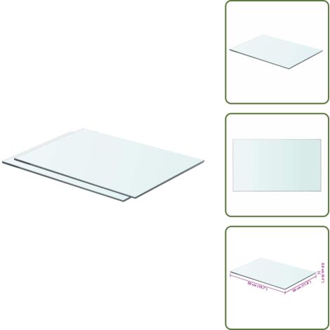 The Living Store Mensole in Vetro Trasparente 2 pz 50x30 cm - Mensola trasparente