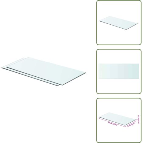 The Living Store Mensole in Vetro Trasparente 2 pz 60x25 cm - Mensola trasparente