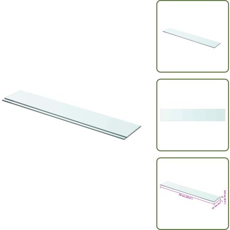 The Living Store Mensole in Vetro Trasparente 2 pz 70x12 cm - Mensola trasparente