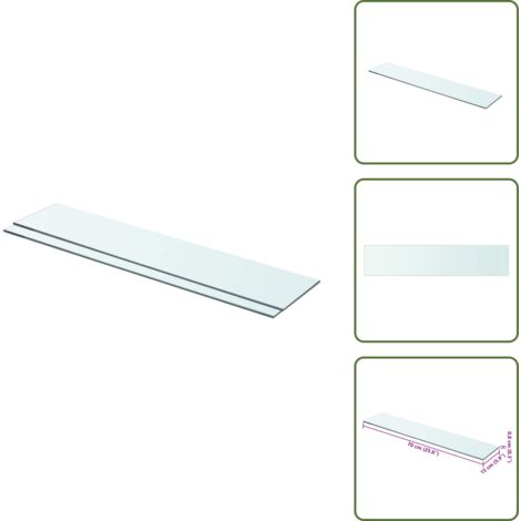 The Living Store Mensole in Vetro Trasparente 2 pz 70x15 cm - Mensola trasparente