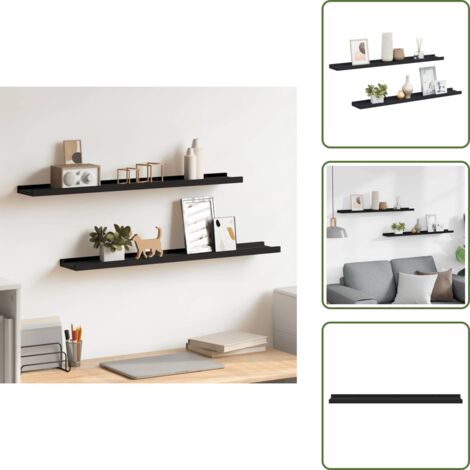 The Living Store Mensole Loggia per Foto 2 pz Nere 80x9x3 cm in MDF - Mensole per cornici