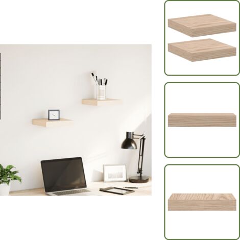 The Living Store Mensole Pensili 2 pz 23x23,5x4 cm in Truciolato - Scaffale a parete