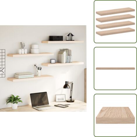 The Living Store Mensole Pensili 4 pz 80x23,5x4 cm in Truciolato - Scaffale a parete