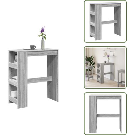 The Living Store Mesa alta bar con estantes madera gris Sonoma 90x47,5x103,5 cm - Estantería