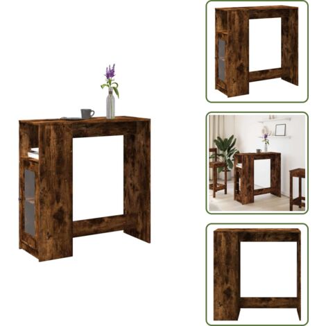 The Living Store Mesa alta bar con estantes roble ahumado 101x40x103,5 cm - Estantería