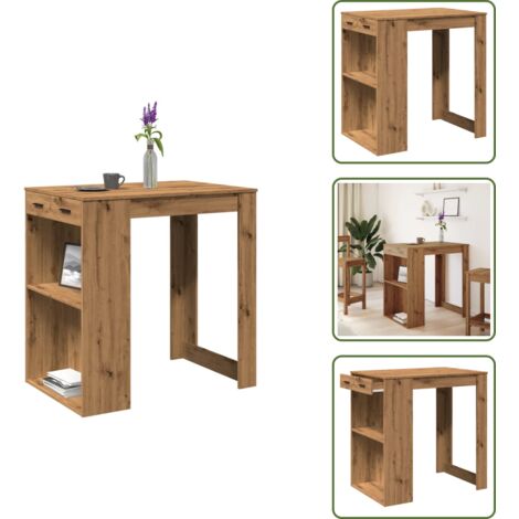 The Living Store Mesa alta bar madera ingeniería roble artisian 102x70x103,5 cm - Madera de ingeniería