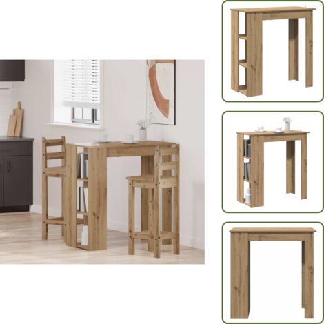 The Living Store Mesa alta con estante madera roble artisan 102x50x103,5 cm - Estante