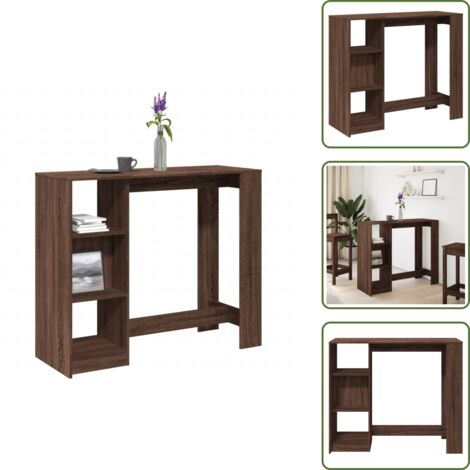 The Living Store Mesa alta con estante marrón roble 124x46x103,5 cm - Estante