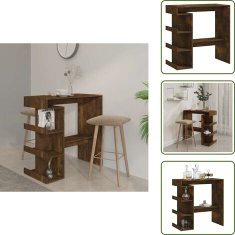 The Living Store Mesa alta con estante roble ahumado 100x50x101,5 cm - Estante