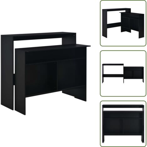 The Living Store Mesa alta de bar con 2 tableros negro 130x40x120 cm - Mesa alta