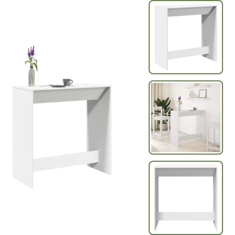 The Living Store Mesa alta de bar madera ingeniería blanca 102x50x103,5 cm - Mesa alta