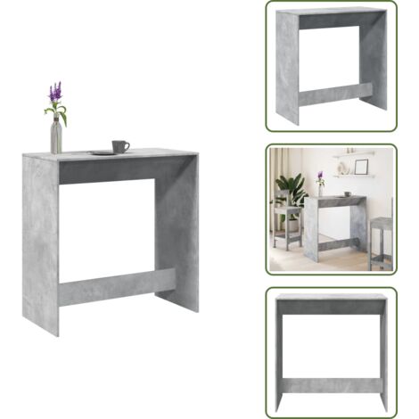 The Living Store Mesa alta de bar madera ingeniería gris hormigón 102x50x103,5cm - Mesa alta