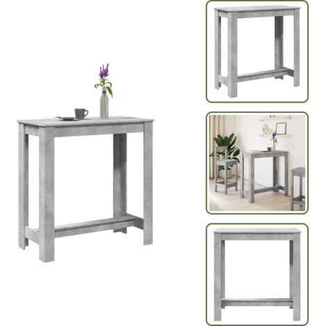 The Living Store Mesa alta de bar madera ingeniería gris hormigón 102x50x103,5cm - Mesa alta