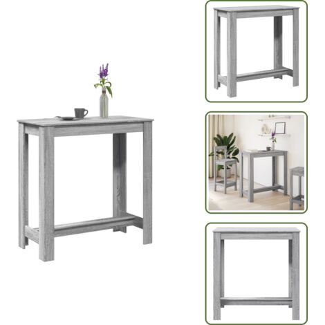 The Living Store Mesa alta de bar madera ingeniería gris Sonoma 102x50x103,5 cm - Mesa alta