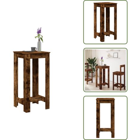 The Living Store Mesa alta de bar madera ingeniería roble ahumado 51x50x103,5 cm - Mesa alta