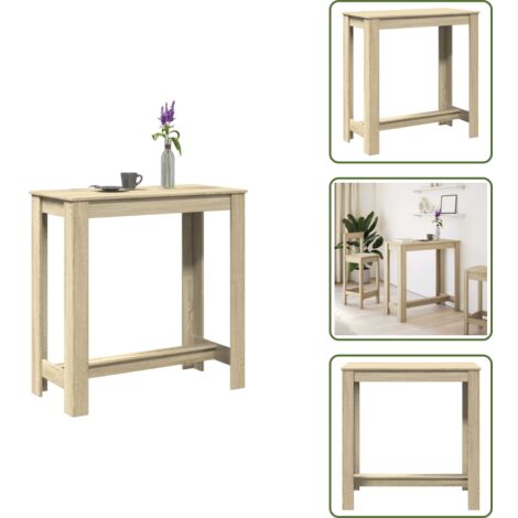 The Living Store Mesa alta de bar madera ingeniería roble Sonoma 102x50x103,5 cm - Mesa alta