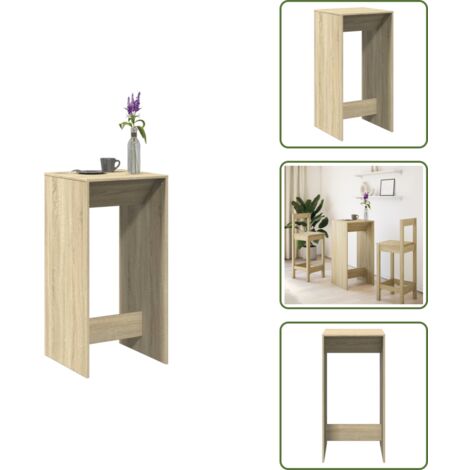 The Living Store Mesa alta de bar madera ingeniería roble Sonoma 51x50x103,5 cm - Madera de ingeniería