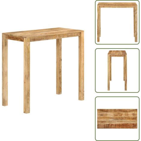 The Living Store Mesa alta de bar madera maciza de mango 112x55x108 cm - Mesa de bar de madera