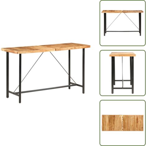 The Living Store Mesa alta de cocina de madera maciza de acacia 180x70x107 cm - Mesa de bar