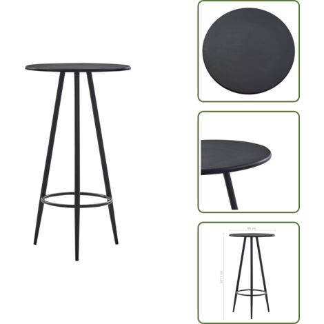 The Living Store Mesa alta de cocina MDF negro 60x107,5 cm - Mesa de cocina