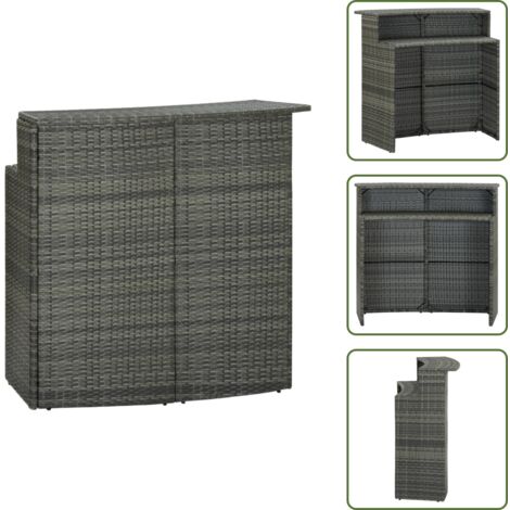 The Living Store Mesa alta de jardín ratán sintético gris 120x55x110 cm - Mesa alta