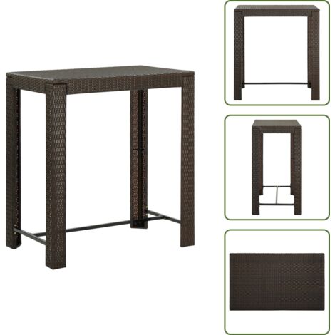 The Living Store Mesa alta de jardín ratán sintético marrón 100x60,5x110,5 cm - Ratán sintético